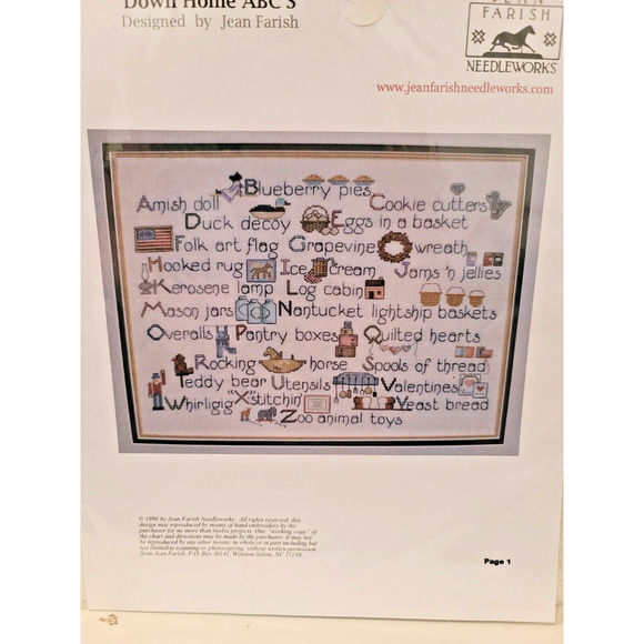 Jean Farish Needleworks - Down Home ABCs - Cross Stitch Leaflet - Picture 2 of 2